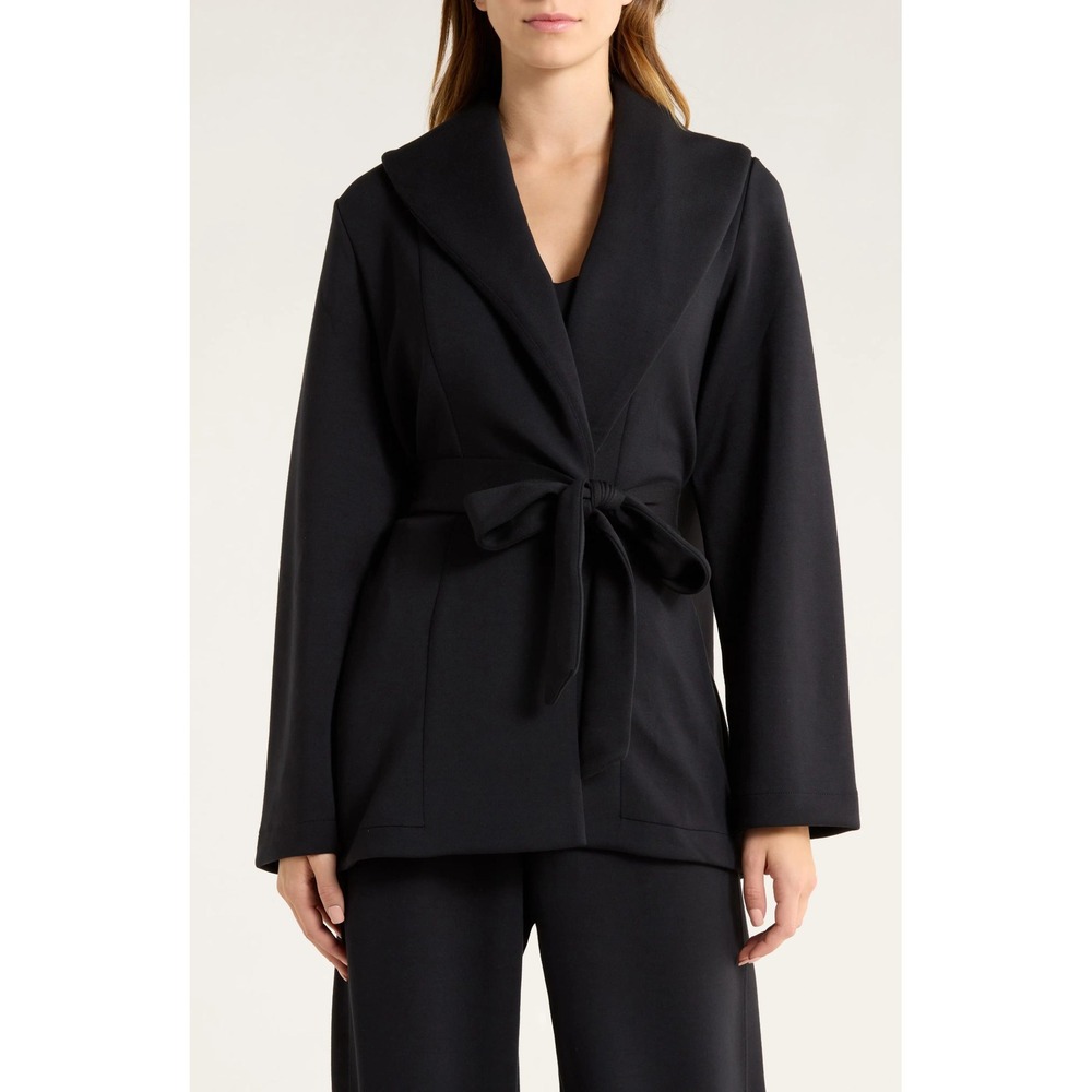 Spanx AirEssentials‎ Luxe Wrap Cardigan Women XS Black Shimmer Lurex Belted